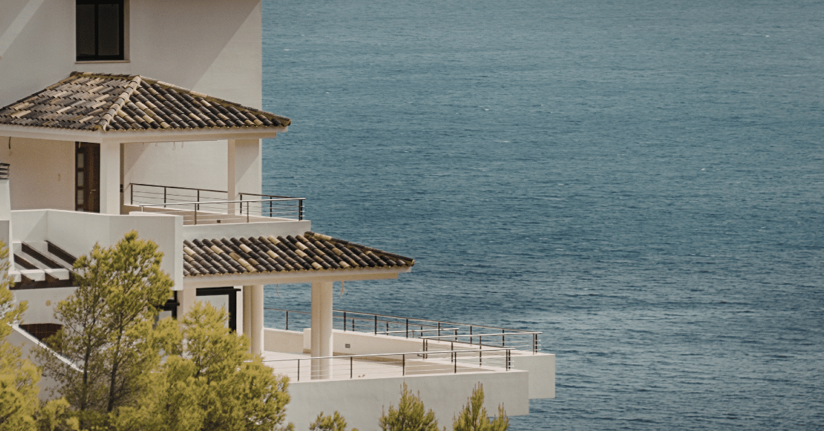 Vue villa au bord de mer