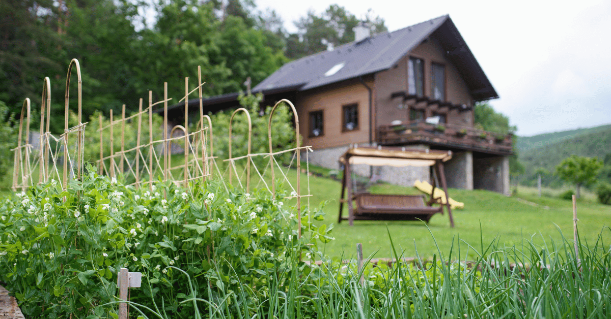 maison avec jardin verdoyant en campagne